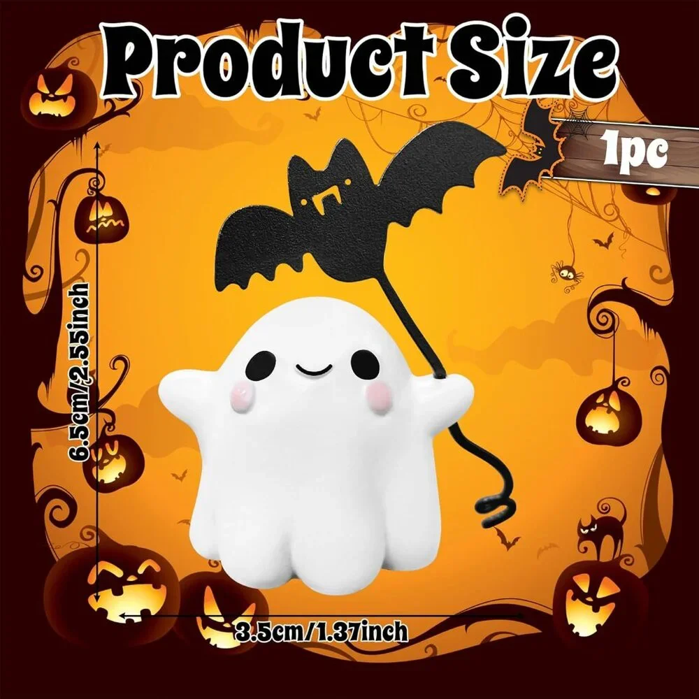 Halloween Ghost with Bat Balloon Figurine - Ghost Figurine Ghost Decor, Cute Gho - Picture 3 of 7